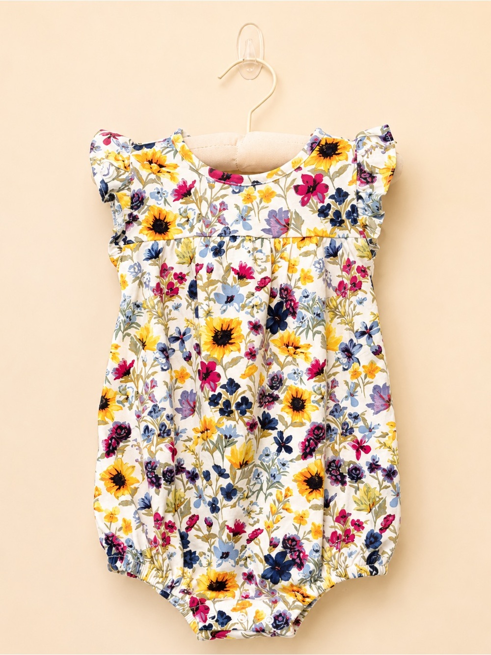 Old Navy Floral Flutter Romper - Yellow, Blue & Pink